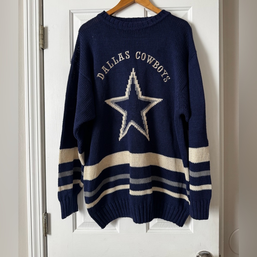 VINTAGE Mirage Dallas Cowboys Knit Sweater | NFL Licensed XL | Ramie Cotton